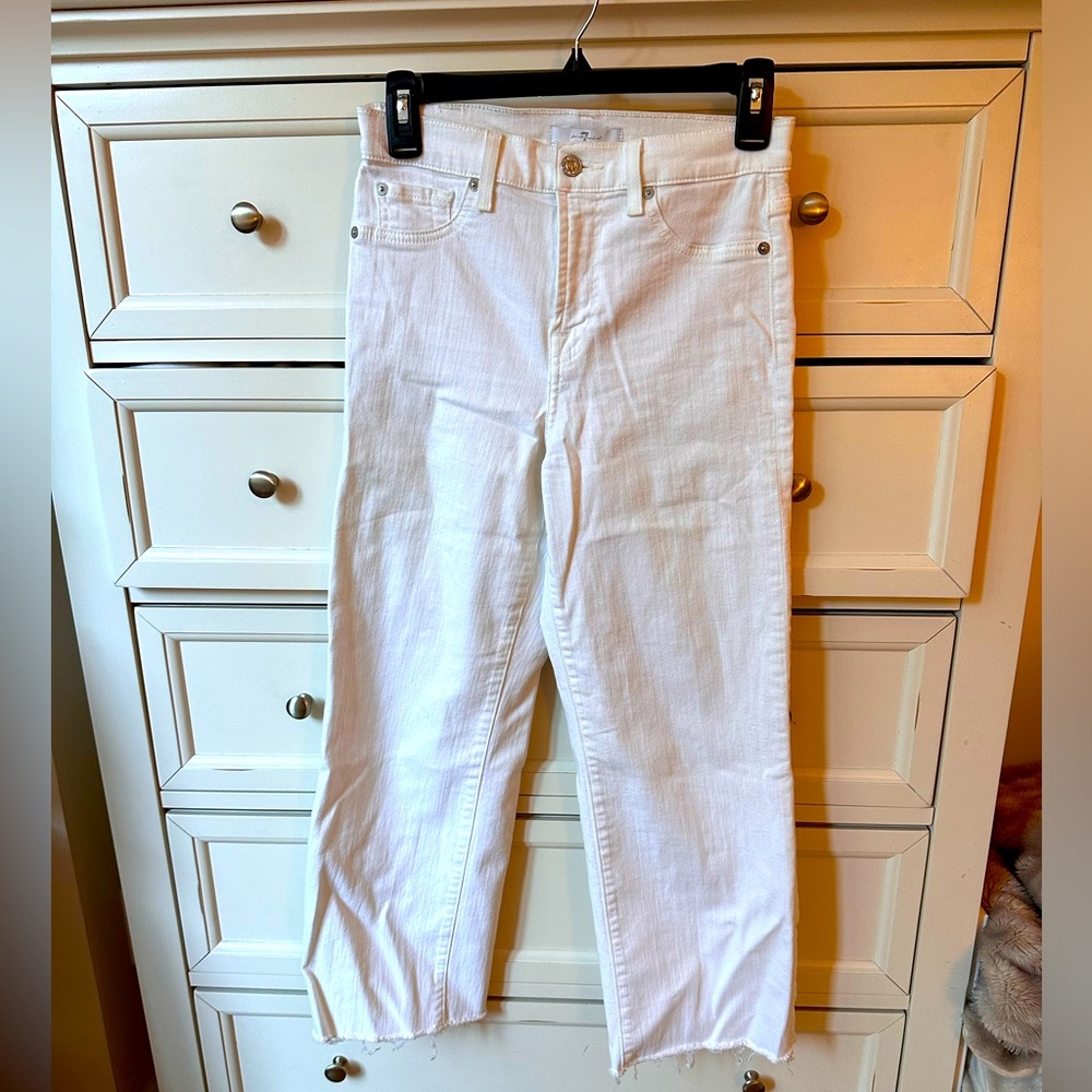 7 For All Mankind White Wide Leg Jeans